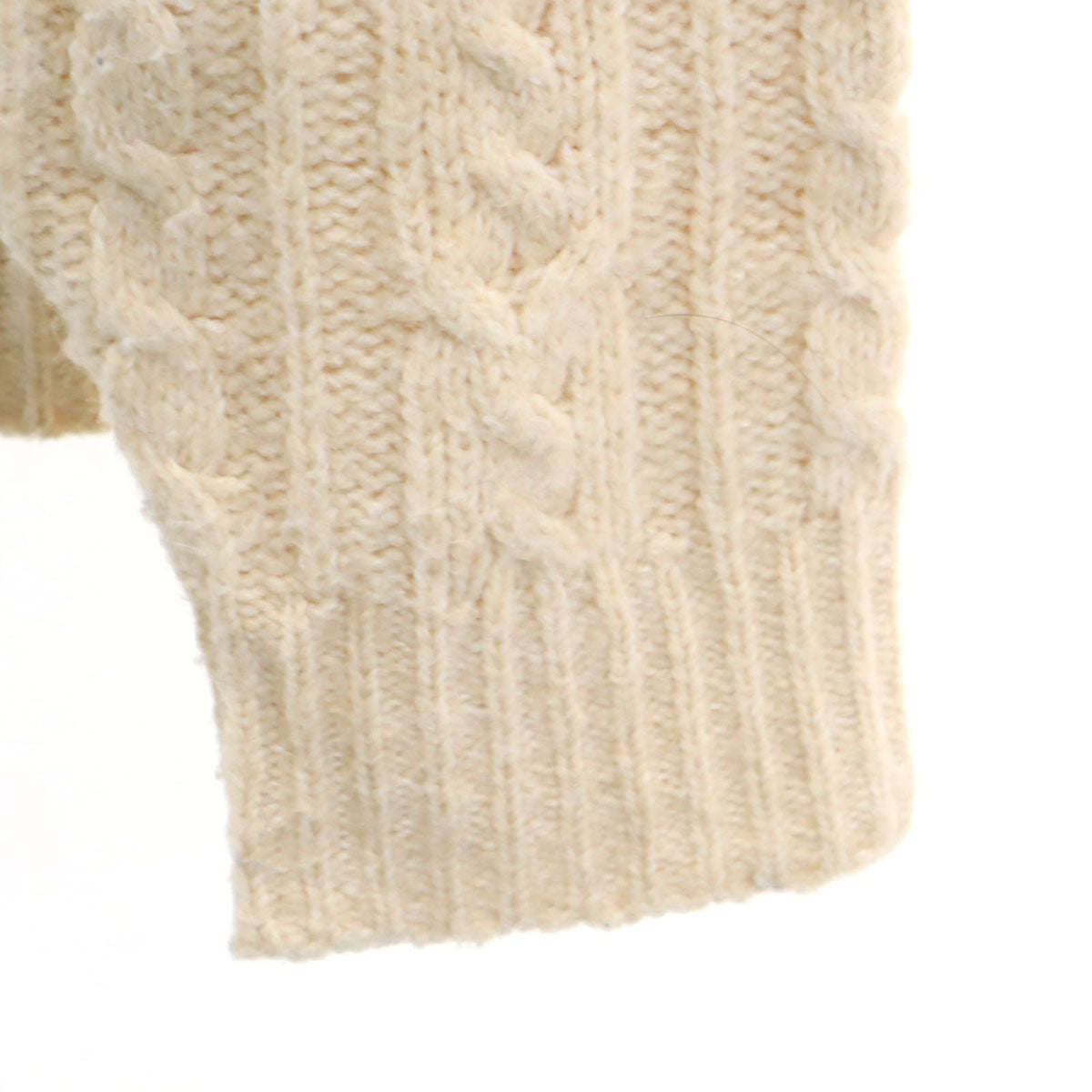 nano universe ナノユニバース 長袖 タートルネック セーター M 生成り ケーブルニット メンズ