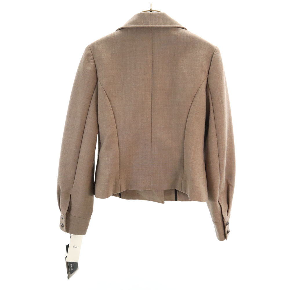 未使用 Rene ルネ 19AW 日本製 ウールブレンド ダブルライダースジャケット 36 ベージュ レディース