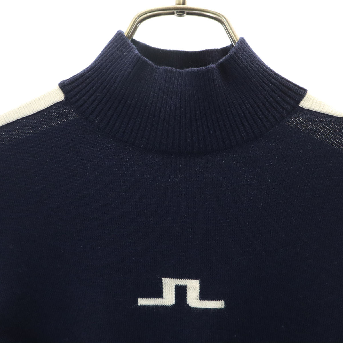 J.LINDEBERG ジェイリンドバーグ 長袖 ハイネック ウール ニット XS ネイビー系 セーター レディース