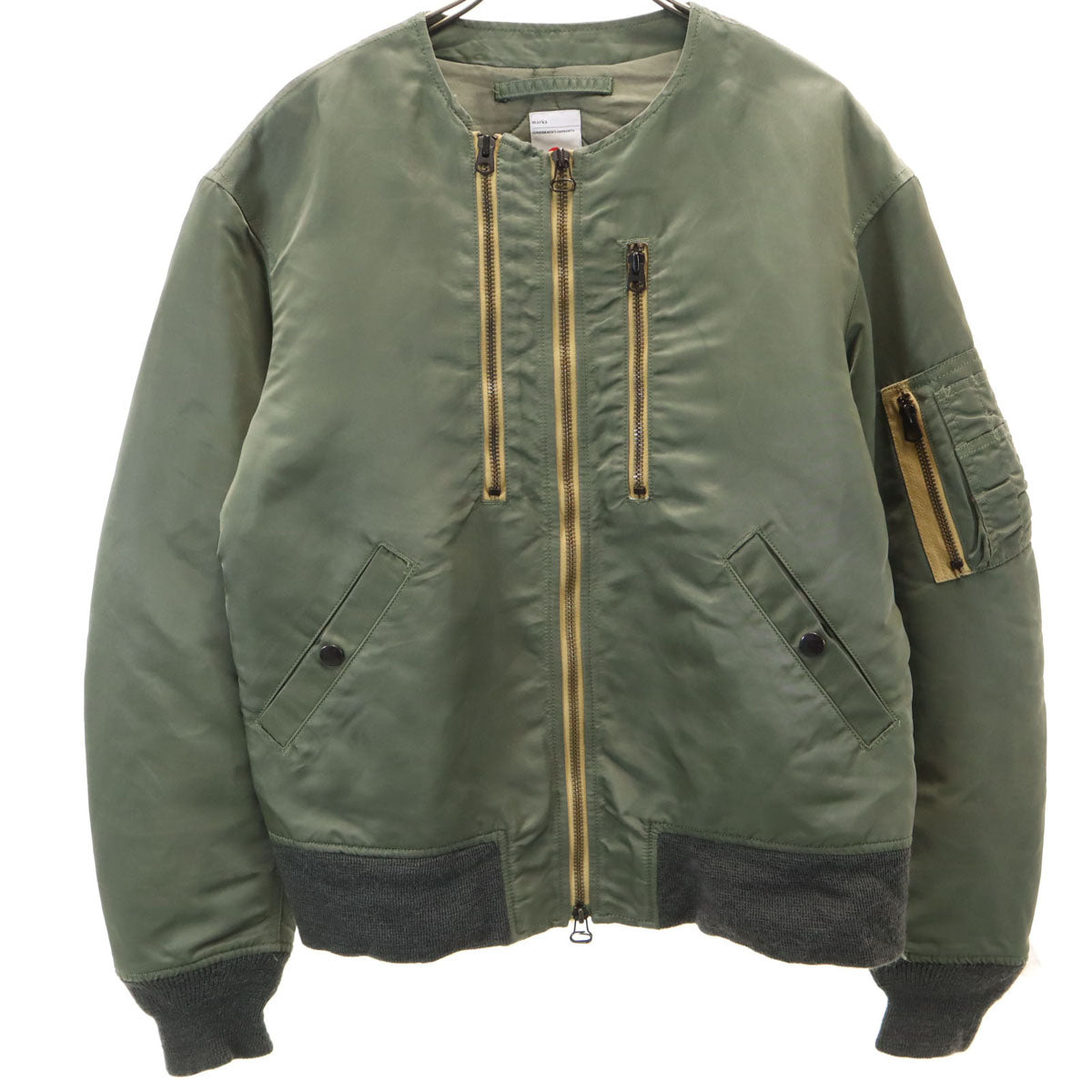 marka マーカ 日本製 MA-1 ノーカラー フライトジャケット 1 カーキ メンズ