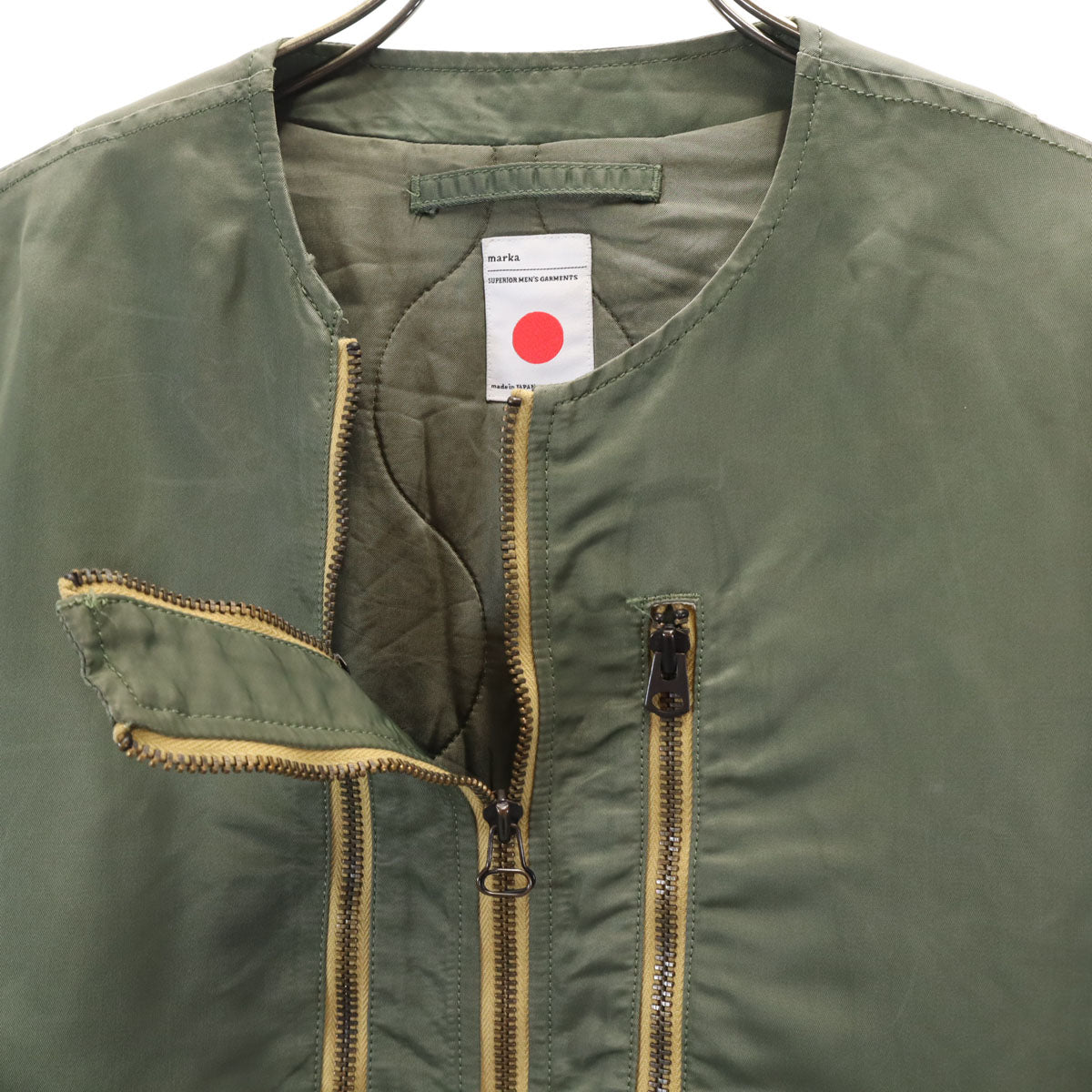 marka マーカ 日本製 MA-1 ノーカラー フライトジャケット 1 カーキ メンズ