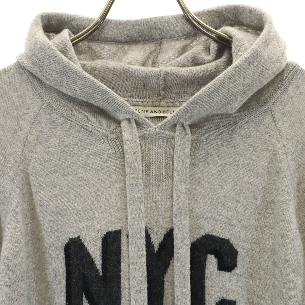 QUEENE AND BELLE クイーンアンドベル スコットランド製 長袖 ニット パーカー グレー レディース