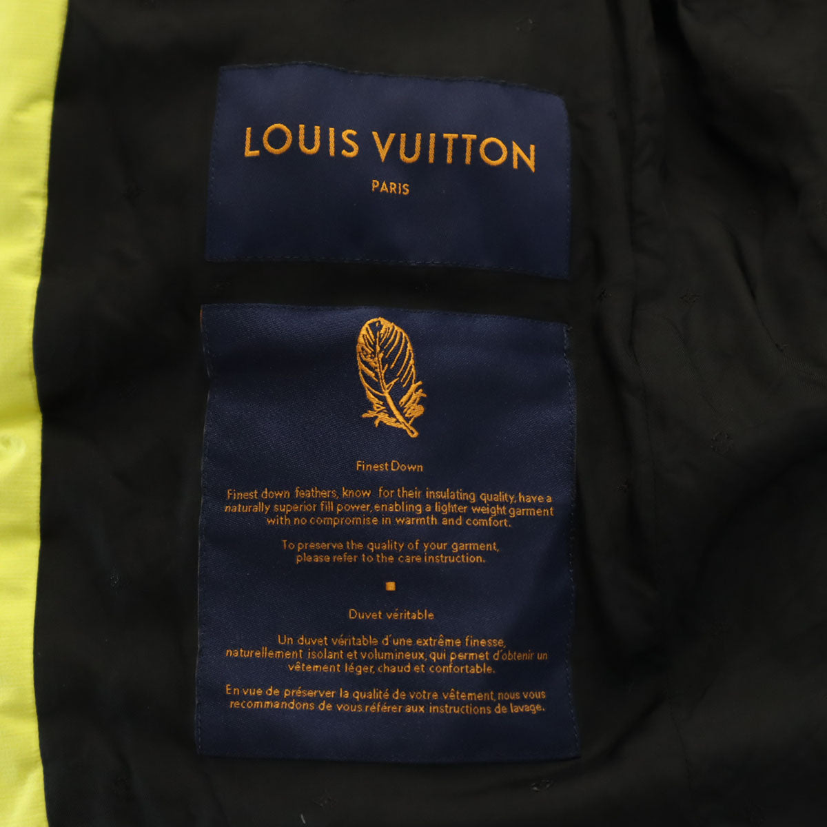 LOUIS VUITTON ルイヴィトン フランス製 ダウンジャケット 44 イエロー ハンガー カバー付き メンズ