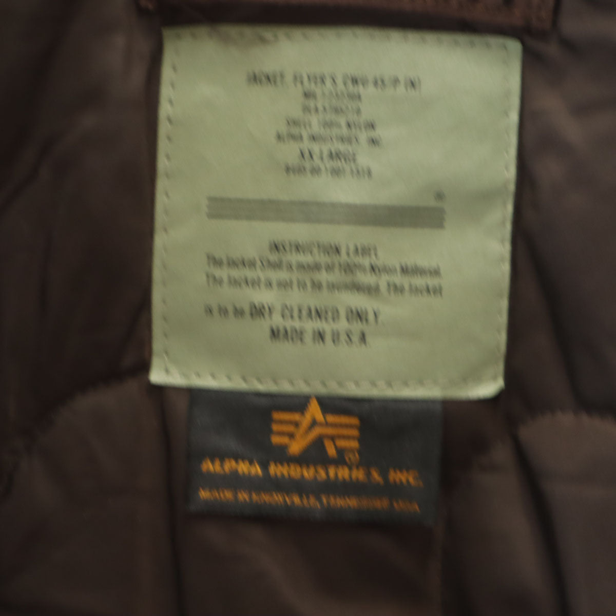 ALPHA INDUSTRIES INC アルファインダストリーズ USA製 フライトジャケット XXL ブラウン ビッグサイズ メンズ