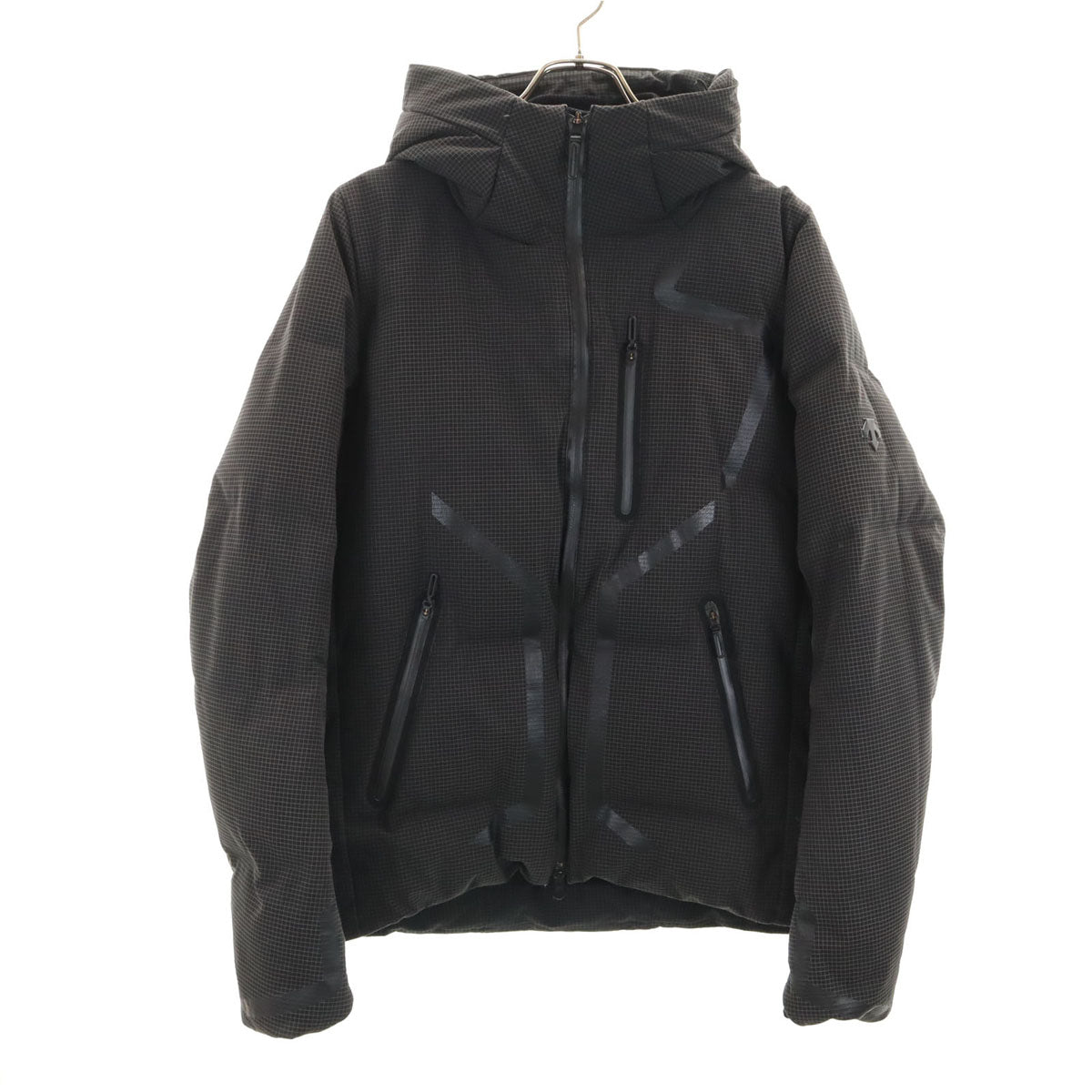 DESCENTE デサント チェック柄 水沢 ダウンジャケット L チャコールブラック メンズ