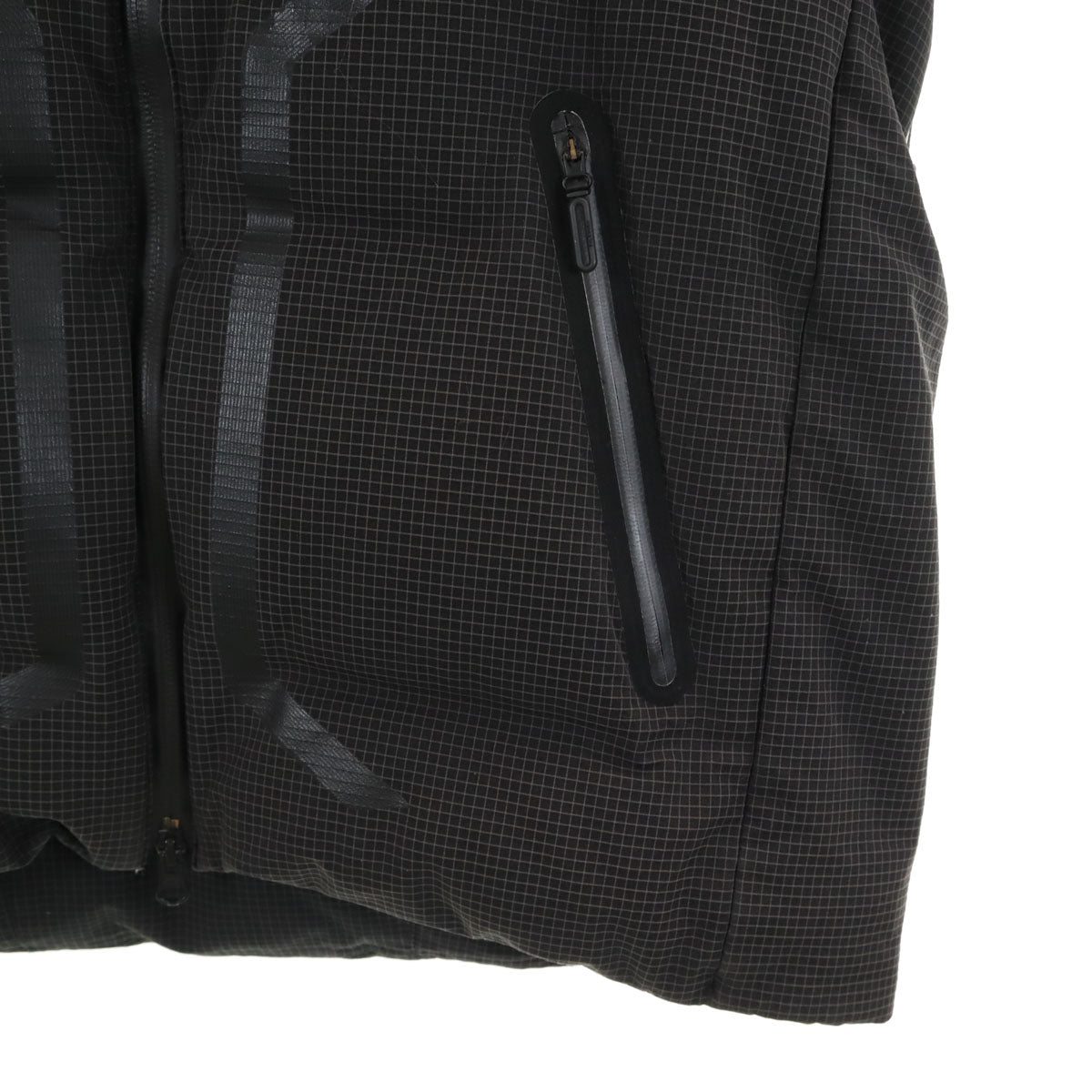 DESCENTE デサント チェック柄 水沢 ダウンジャケット L チャコールブラック メンズ