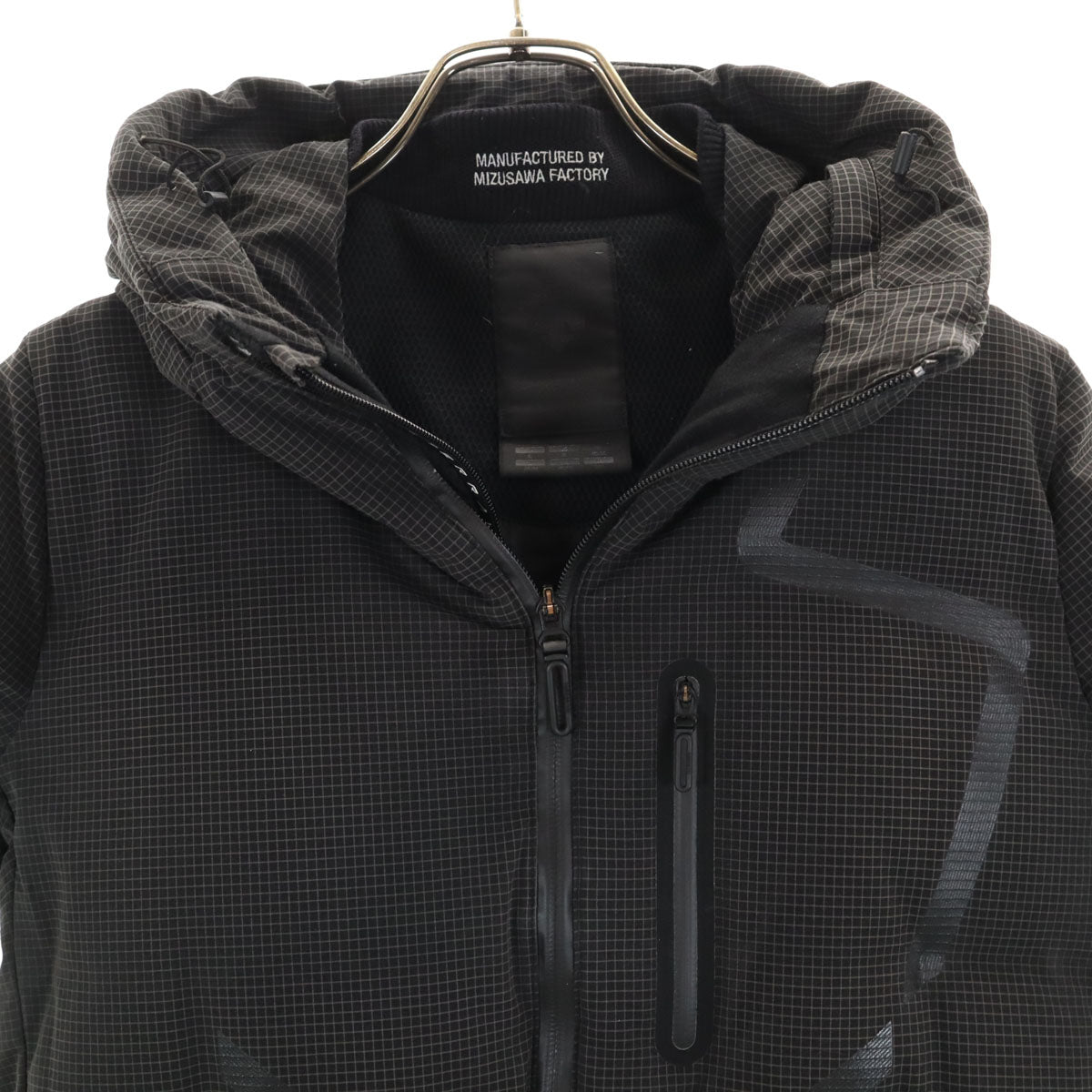 DESCENTE デサント チェック柄 水沢 ダウンジャケット L チャコールブラック メンズ