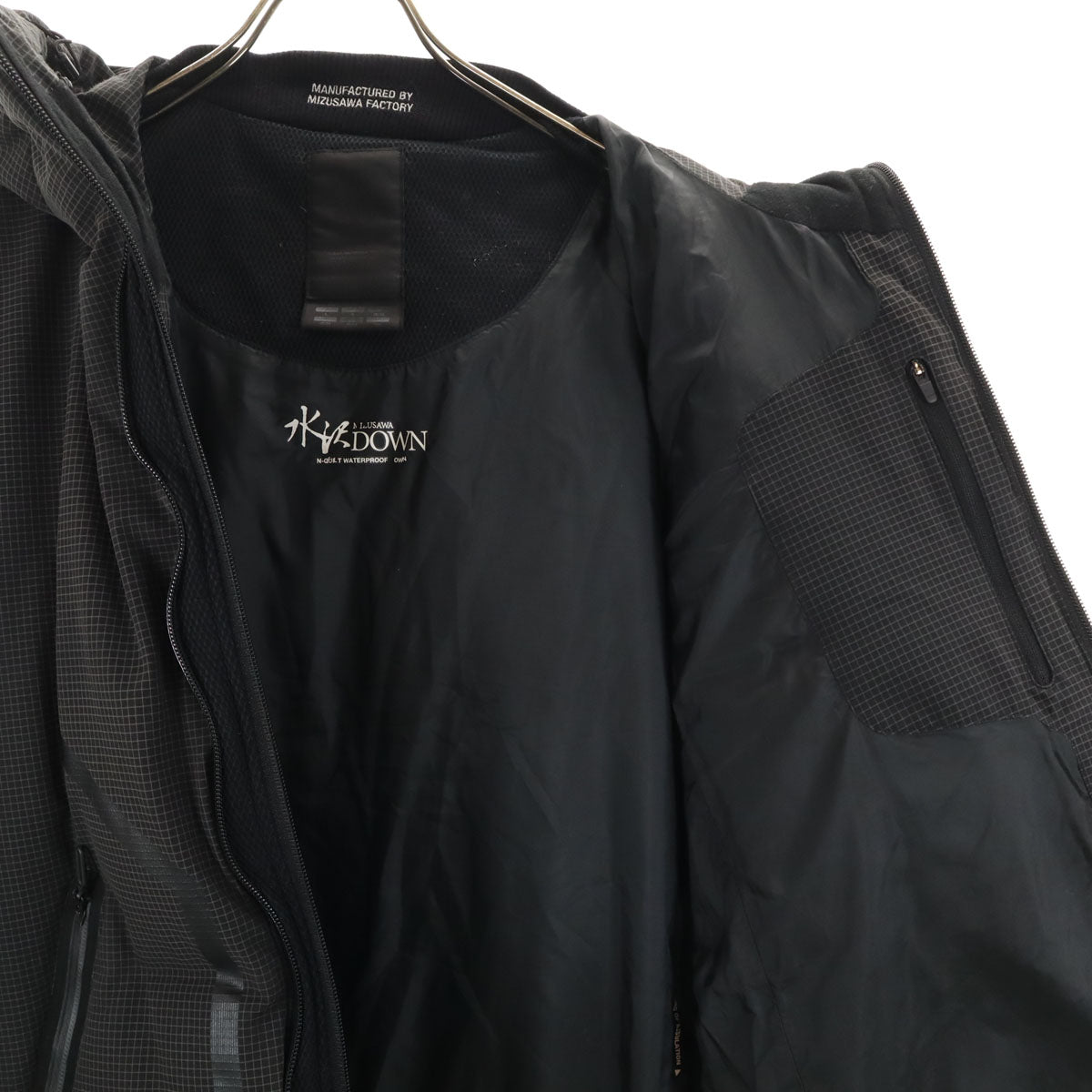 DESCENTE デサント チェック柄 水沢 ダウンジャケット L チャコールブラック メンズ