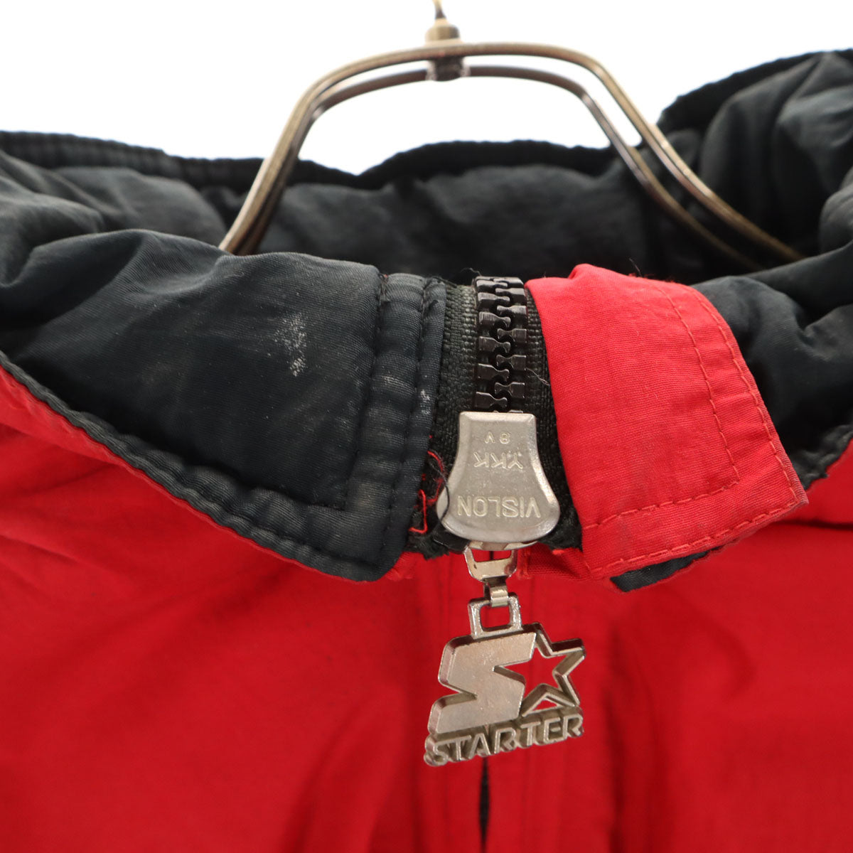 STARTER スターター 90s オールド NBA シカゴ・ブルズ ハーフジップ ナイロンジャケット L レッド プルオーバー 中綿 Chicago Bulls メンズ