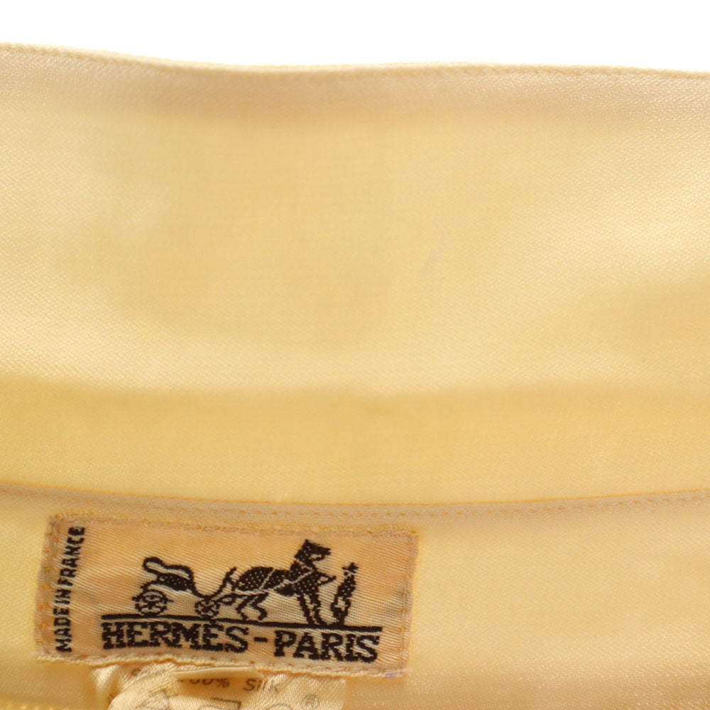 HERMES エルメス フランス製 シルクブレンド オールド 長袖 シャツ 38 ベージュ レディース