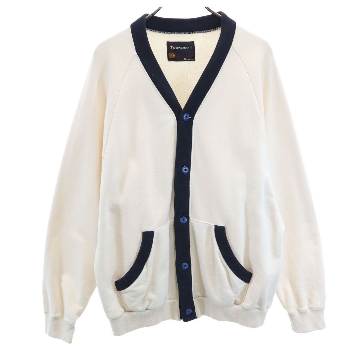TOWNCRAFT タウンクラフト 日本製 長袖 スウェット Vネック カーディガン M アイボリー PENNEYS メンズ