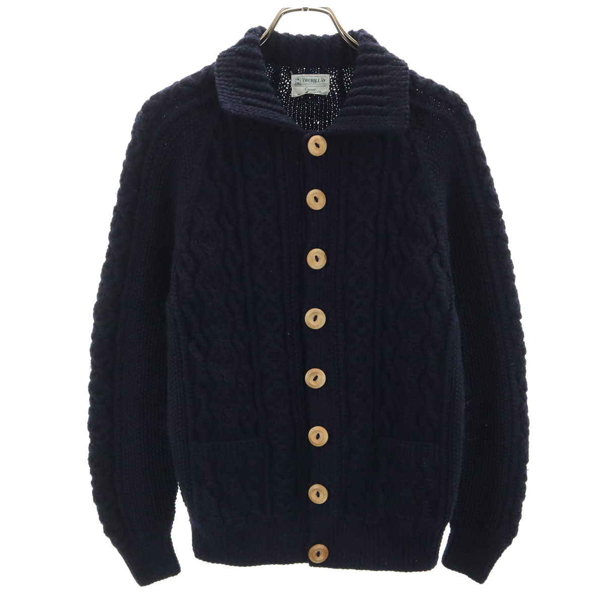 美品 INVERALLAN インバーアラン スコットランド製 長袖 ニットカーディガン ネイビー レディース