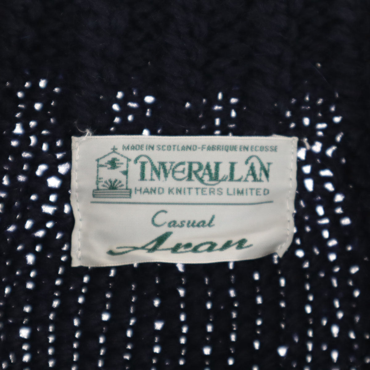 美品 INVERALLAN インバーアラン スコットランド製 長袖 ニットカーディガン ネイビー レディース