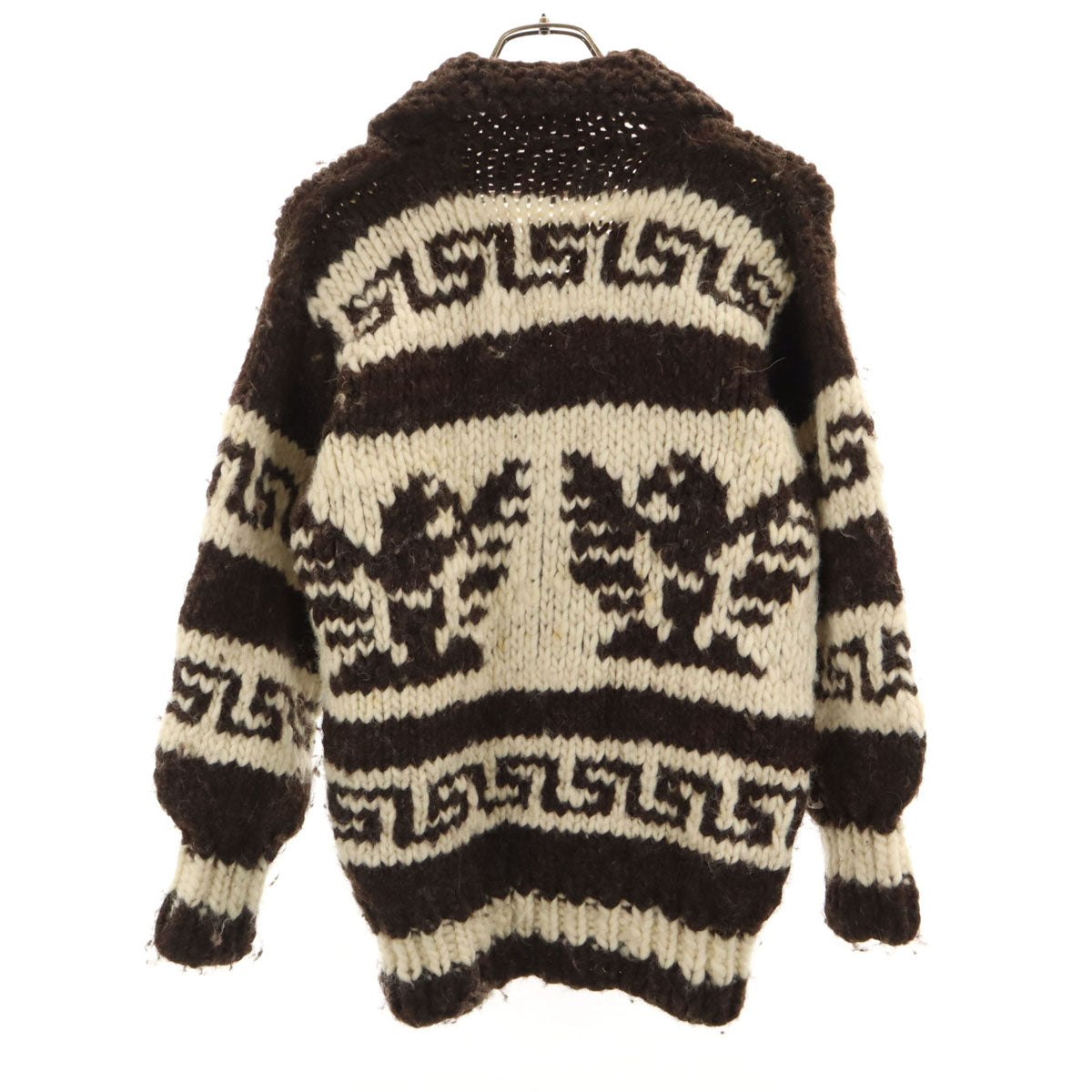 GENUINE COWICHAN 70s 80s カナダ製 ヴィンテージ サンダーバード カウチンジャケット ブラウン ニット TALONジップ メンズ