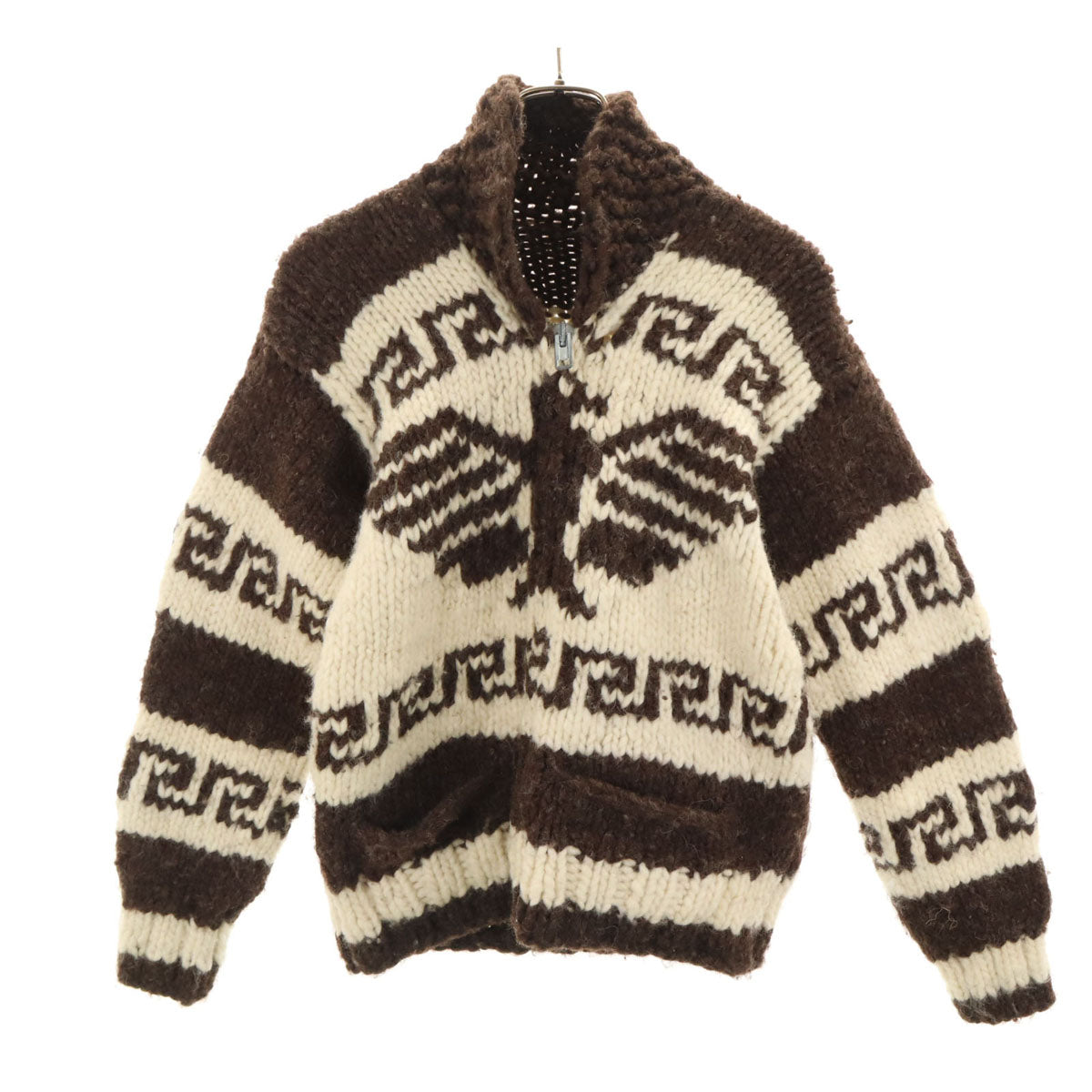 80s ヴィンテージ サンダーバード カウチンジャケット ブラウン ニット TALONジップ メンズ