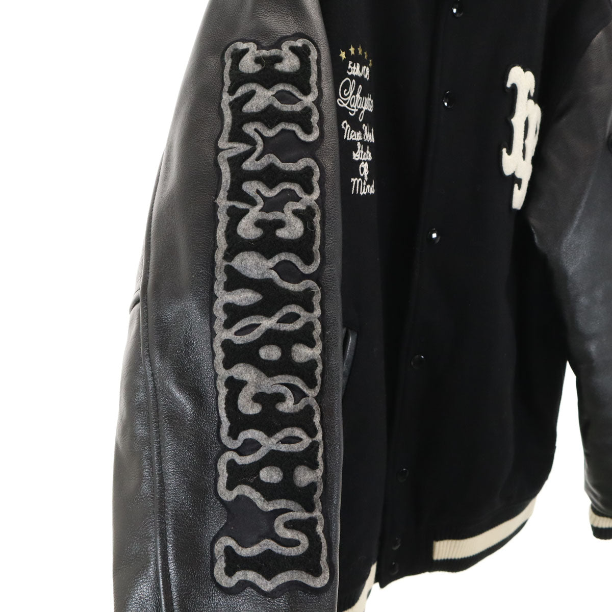 Lafayette ラファイエット 日本製 レザー切替 スタジャン L ブラック ジャケット メンズ