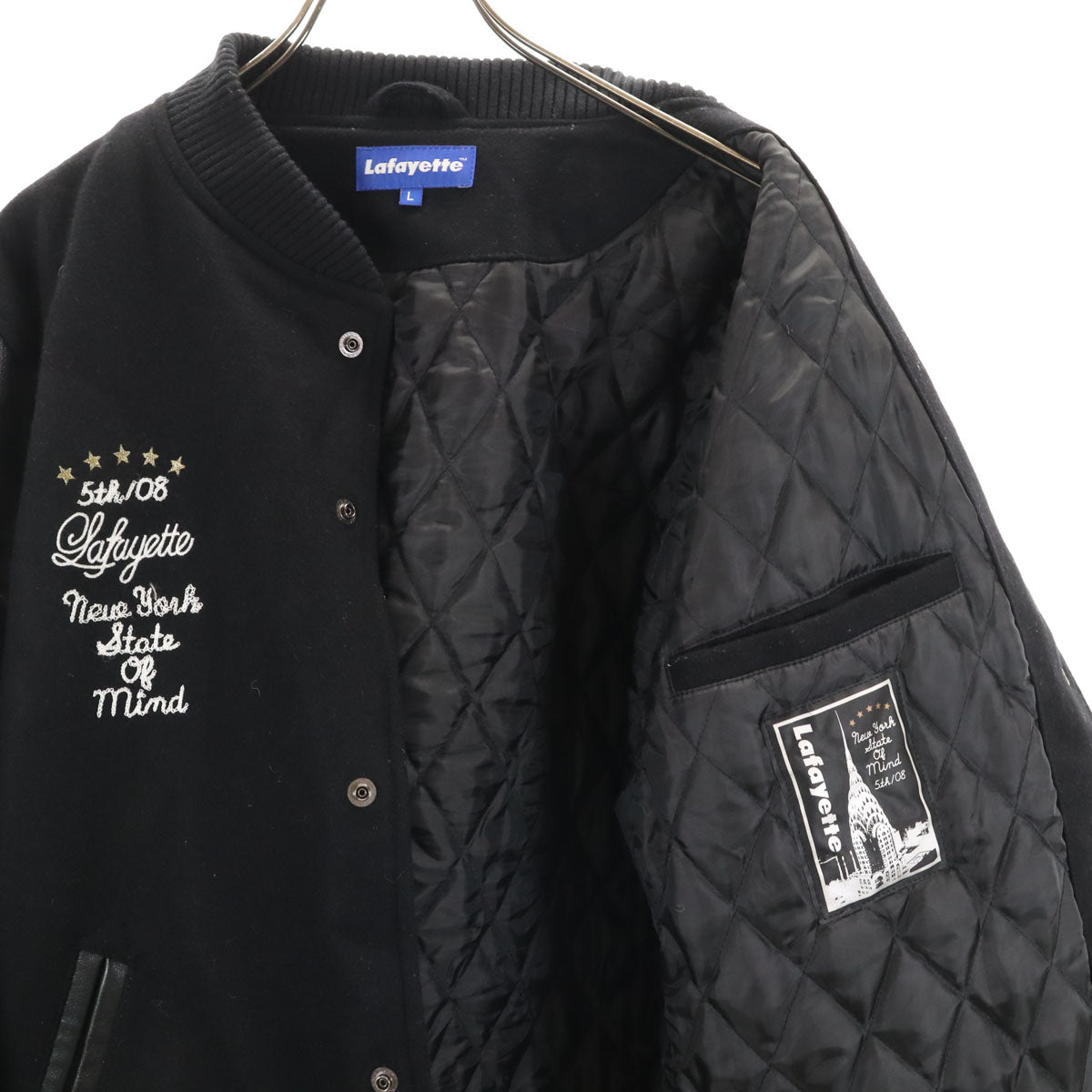 Lafayette ラファイエット 日本製 レザー切替 スタジャン L ブラック ジャケット メンズ