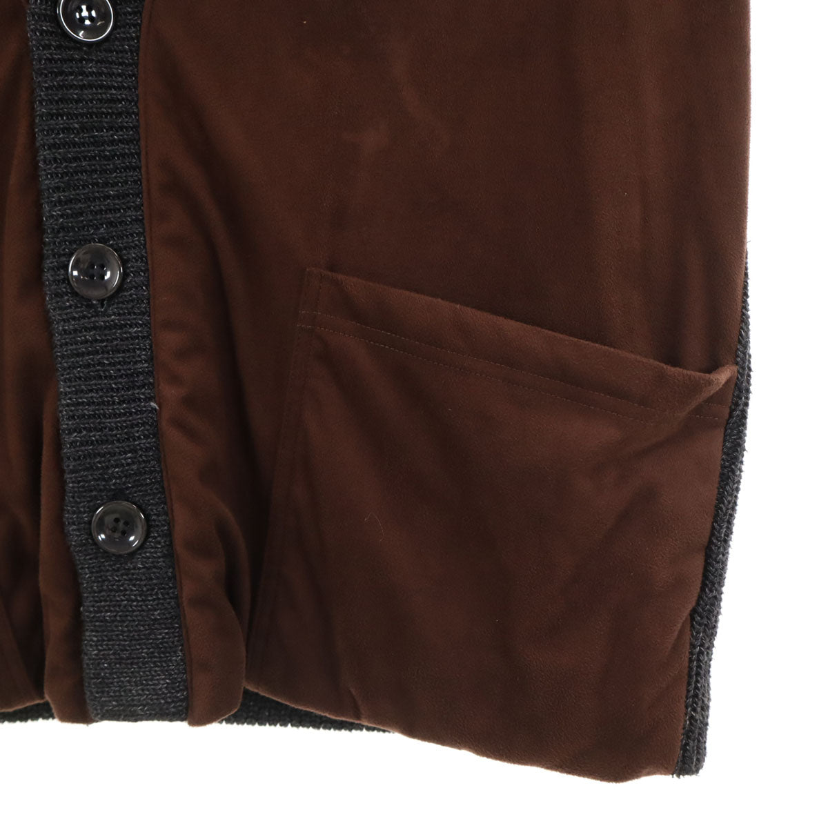 美品 varde77 バルデセブンティセブン 19AW 日本製 長袖 Vネック ニットカーディガン 2 チャコールブラック 中綿 メンズ