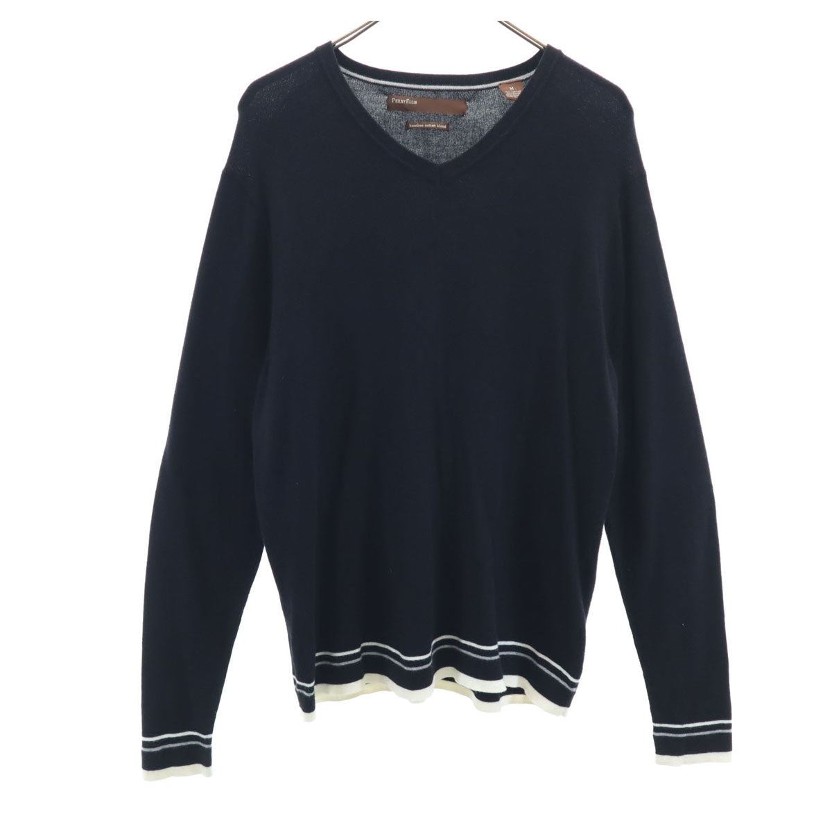 ペリー エリス 長袖 Vネック ニット M ブラック レディース