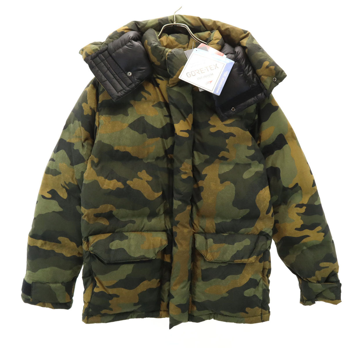 未使用 THE NORTH FACE ザノースフェイス カモフラ ノベルティウインドストッパーブルックスレンジライト ダウンパーカー L カーキ アウトドア ND91961 メンズ