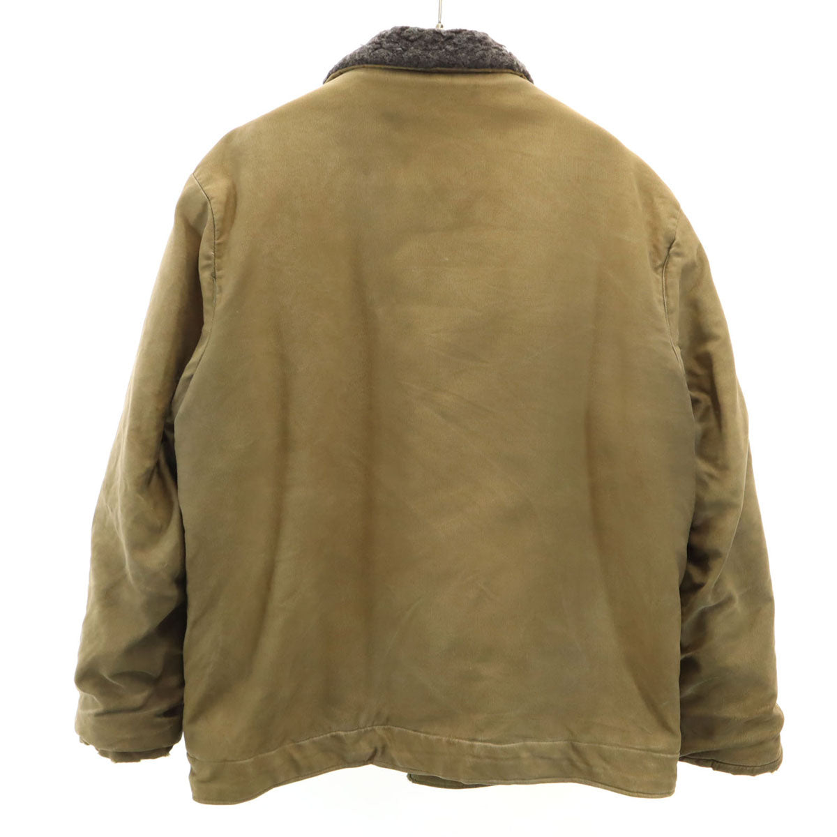 60s ヴィンテージ ミリタリー デッキ ジャケット ベージュ系 EMARジップ 裏ボア メンズ