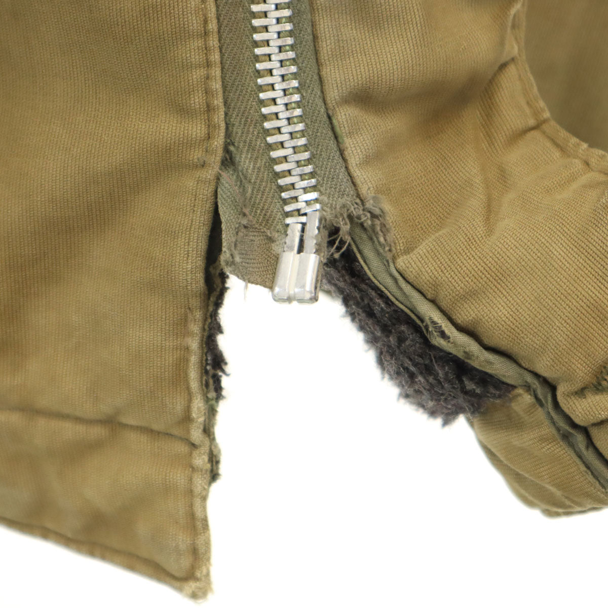 60s ヴィンテージ ミリタリー デッキ ジャケット ベージュ系 EMARジップ 裏ボア メンズ