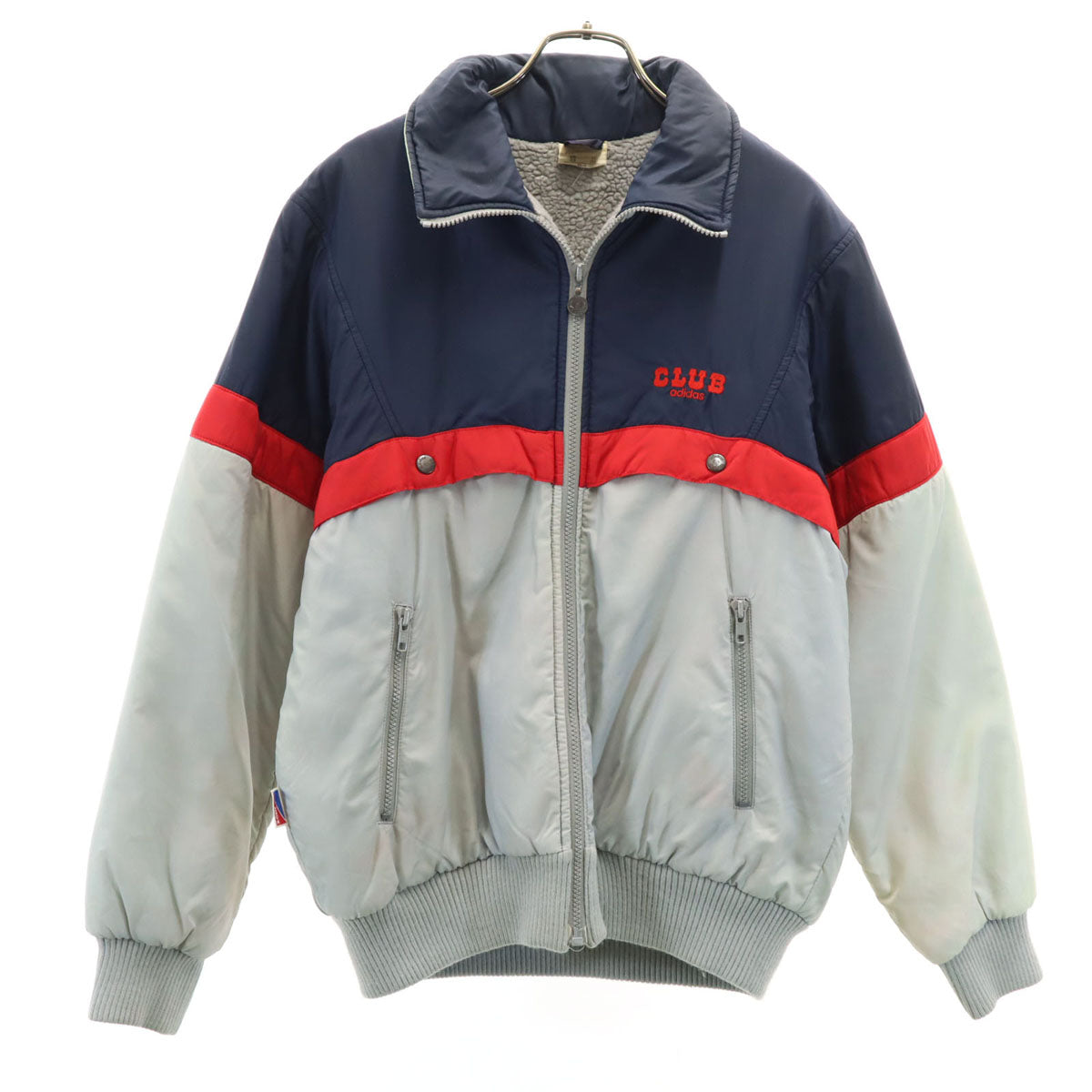 CLUBadidas クラブアディダス 70s 80s デサント製 ヴィンテージ ナイロンジャケット 90-4 ネイビー系 裏ボア 薄中綿入り メンズ