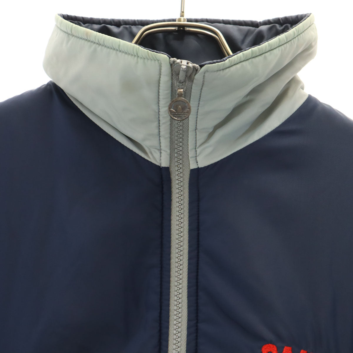 CLUBadidas クラブアディダス 70s 80s デサント製 ヴィンテージ ナイロンジャケット 90-4 ネイビー系 裏ボア 薄中綿入り メンズ