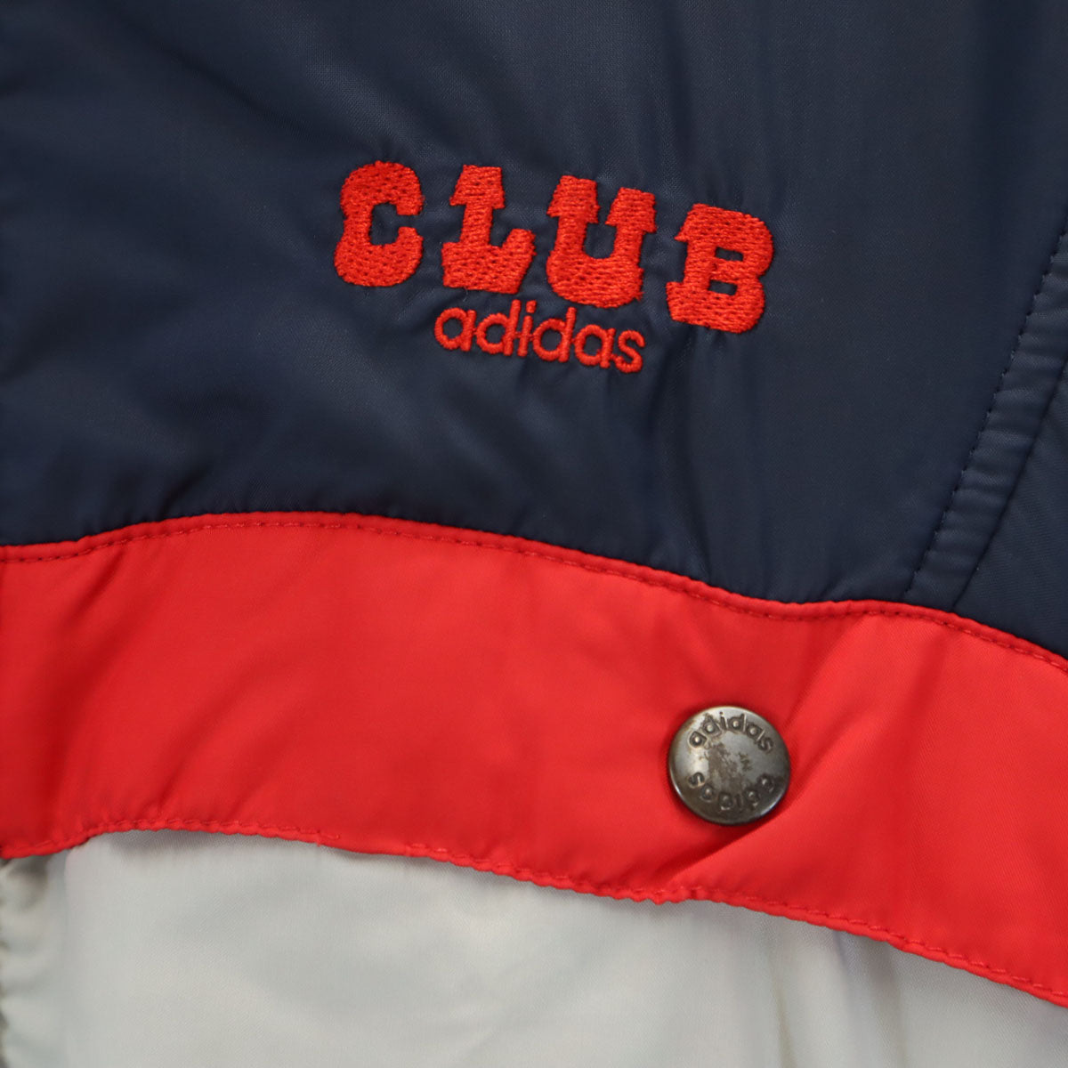 CLUBadidas クラブアディダス 70s 80s デサント製 ヴィンテージ ナイロンジャケット 90-4 ネイビー系 裏ボア 薄中綿入り メンズ