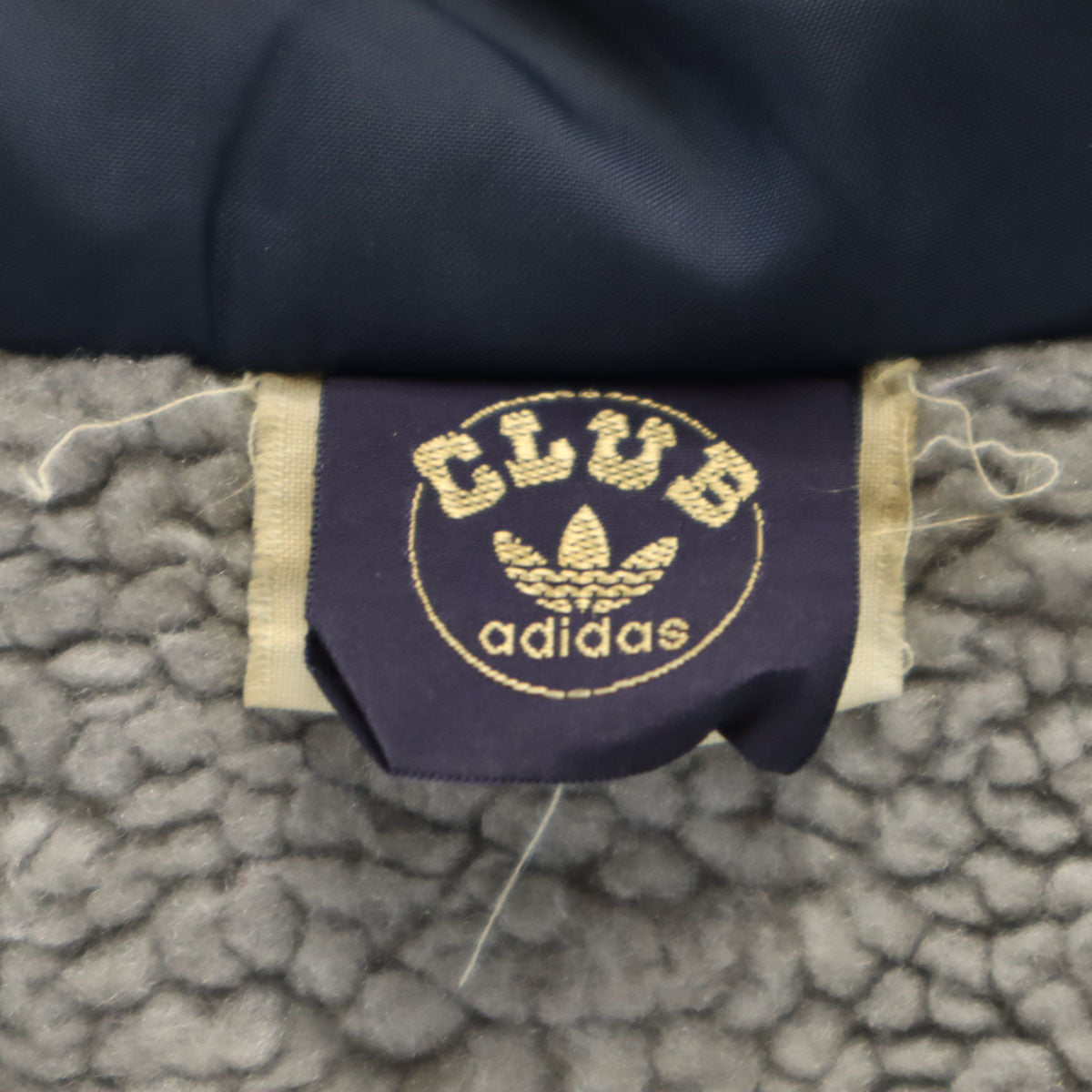 CLUBadidas クラブアディダス 70s 80s デサント製 ヴィンテージ ナイロンジャケット 90-4 ネイビー系 裏ボア 薄中綿入り メンズ