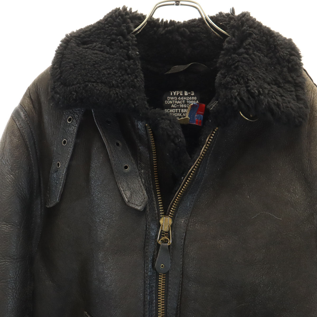 schott ショット USA製 羊革 シープスキン レザー B-3 ムートンジャケット 36 ブラウン ボマー フライト メンズ