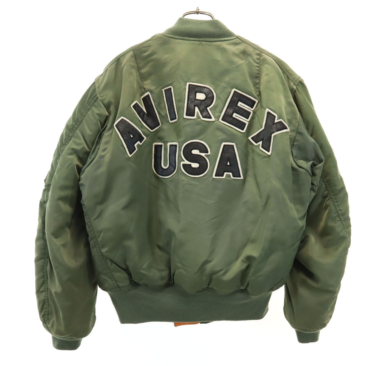 AVIREX アヴィレックス バックロゴ MA-1 フライトジャケット M カーキ 中綿 メンズ