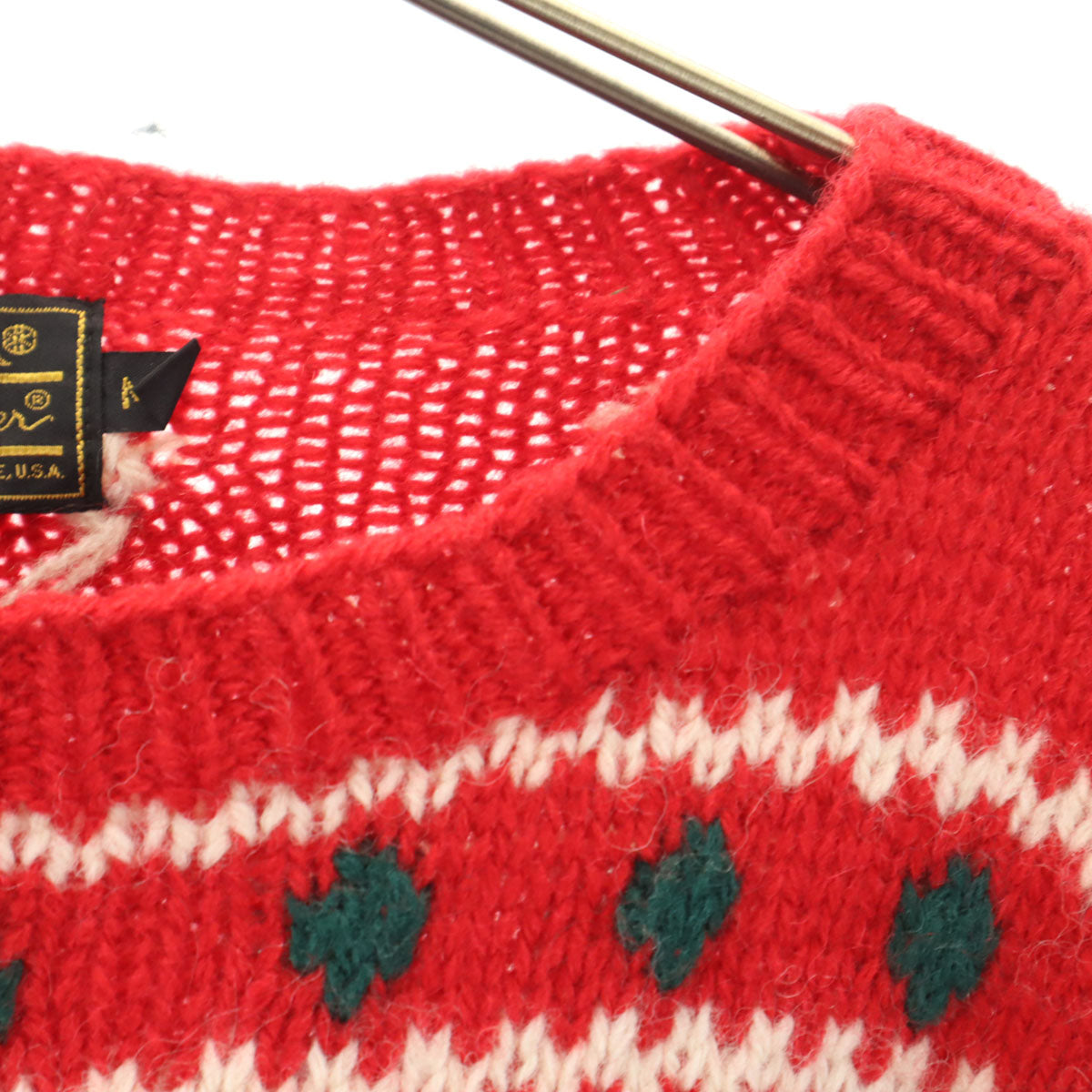 Eddie Bauer エディバウアー 80s ウール 黒タグ ヴィンテージ ノルディック柄 長袖 セーター M レッド トナカイ ニット メンズ