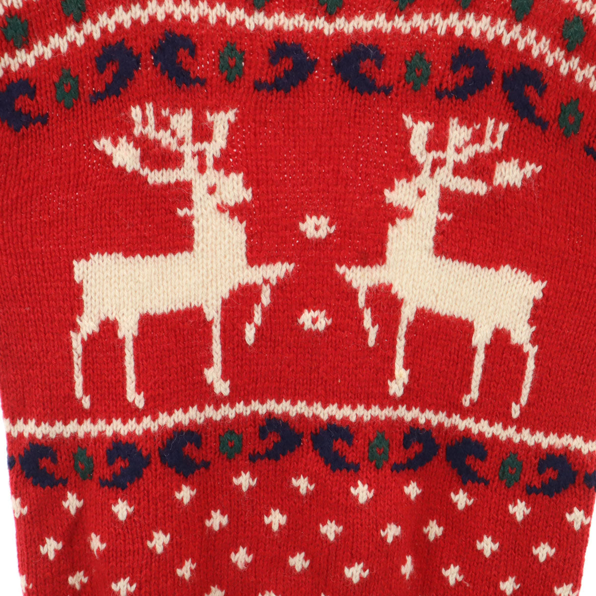 Eddie Bauer エディバウアー 80s ウール 黒タグ ヴィンテージ ノルディック柄 長袖 セーター M レッド トナカイ ニット メンズ