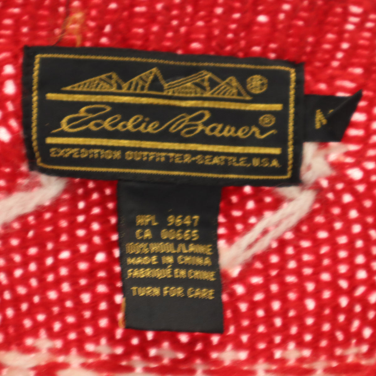 Eddie Bauer エディバウアー 80s ウール 黒タグ ヴィンテージ ノルディック柄 長袖 セーター M レッド トナカイ ニット メンズ