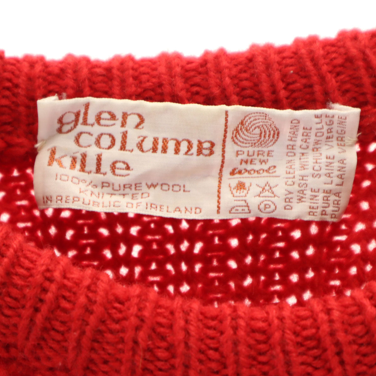 Glen columb Kille 80s 90s アイルランド製 ウール オールド 長袖 セーター レッド ニット メンズ