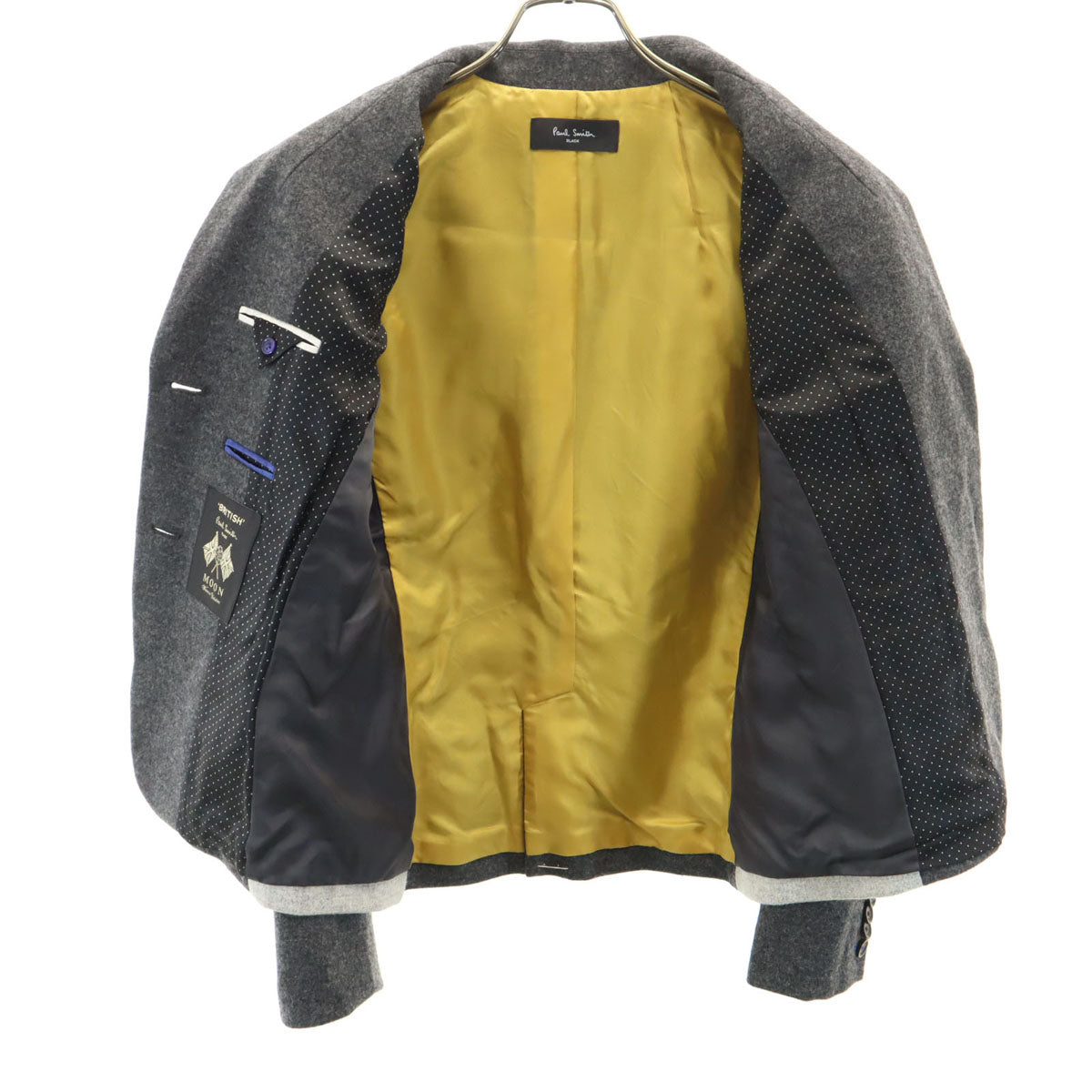 美品 Paul Smith BLACK ポールスミス ブラック 日本製 ウール ジャケット 42 グレー レディース