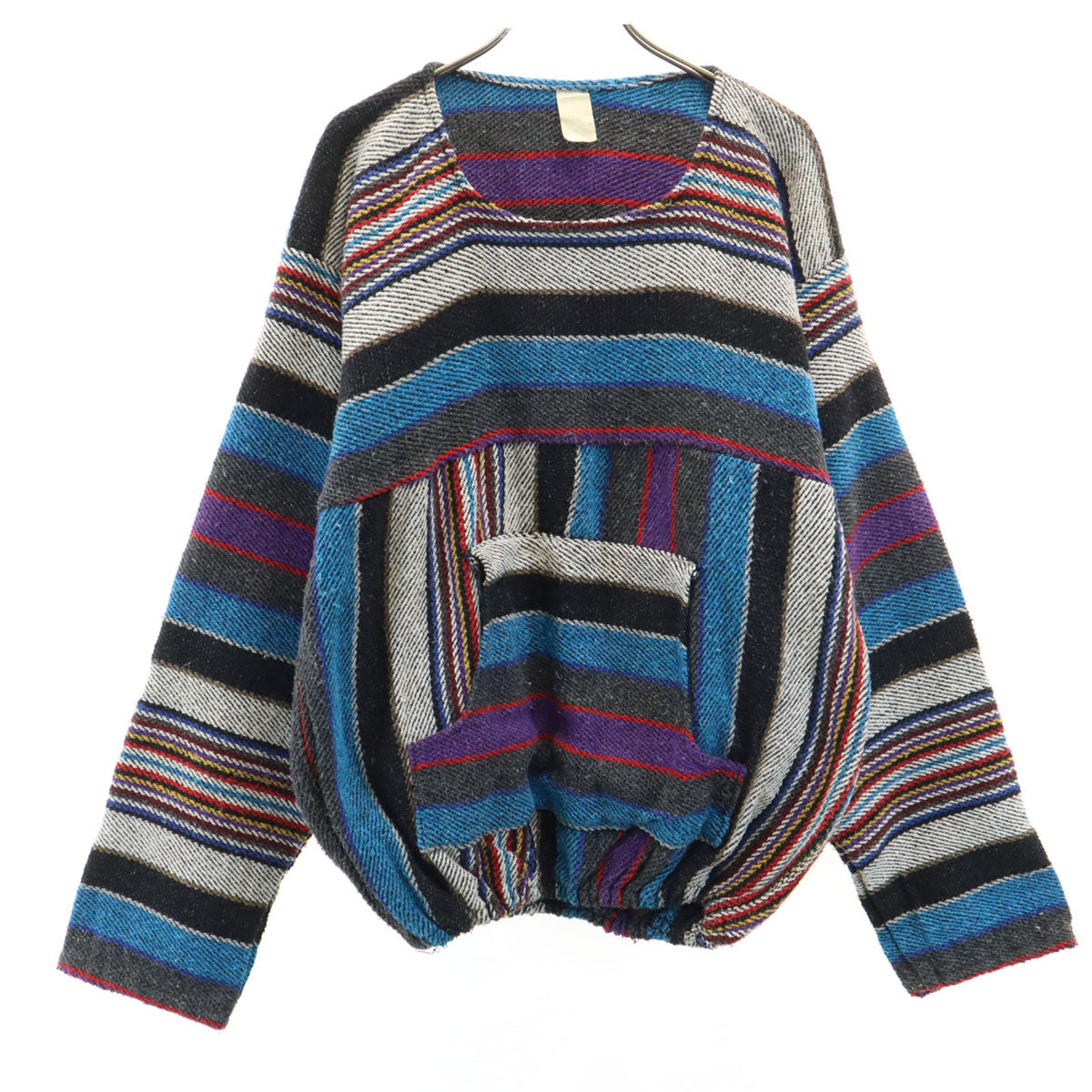 80s 90s オールド 長袖 メキシカン パーカー ブルー系 プルオーバー メンズ