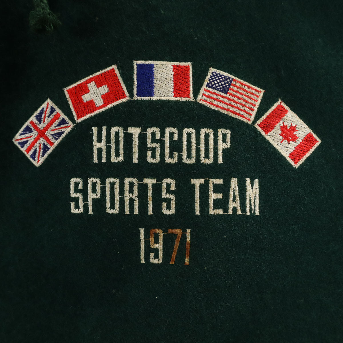 HOTSCOOP ホットスクープ 70s 日本製 ウールブレンド ヴィンテージ スタジャン F グリーン系 袖レザー メンズ