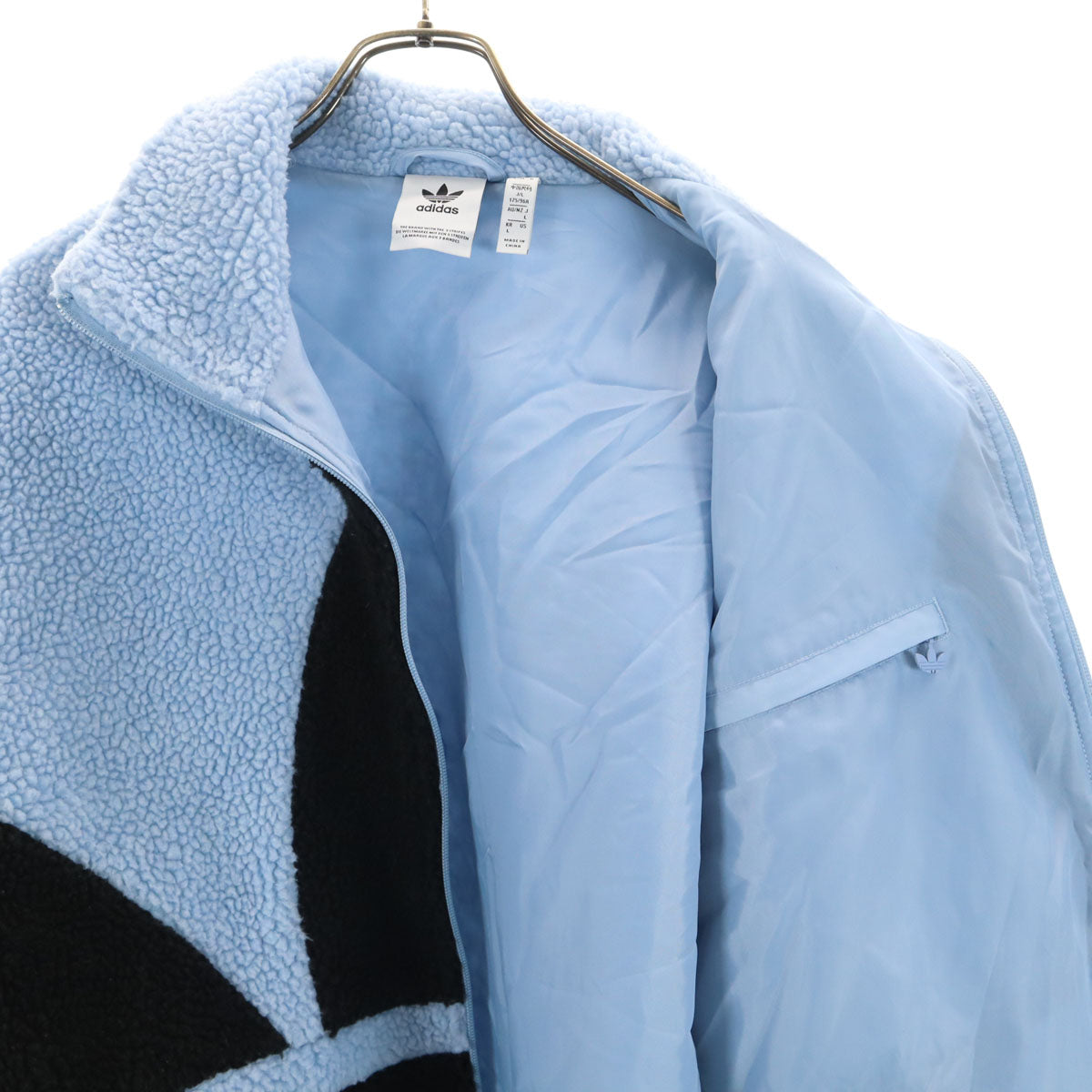 adidas アディダス トレフォイルロゴ フリースジャケット L ブルー系 メンズ