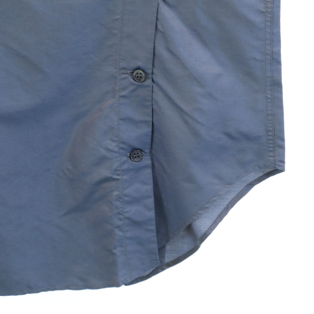 未使用 GIORGIO ARMANI ジョルジオアルマーニ イタリア製 長袖 バンドカラーシャツ 40 ブルー 変形 レディース