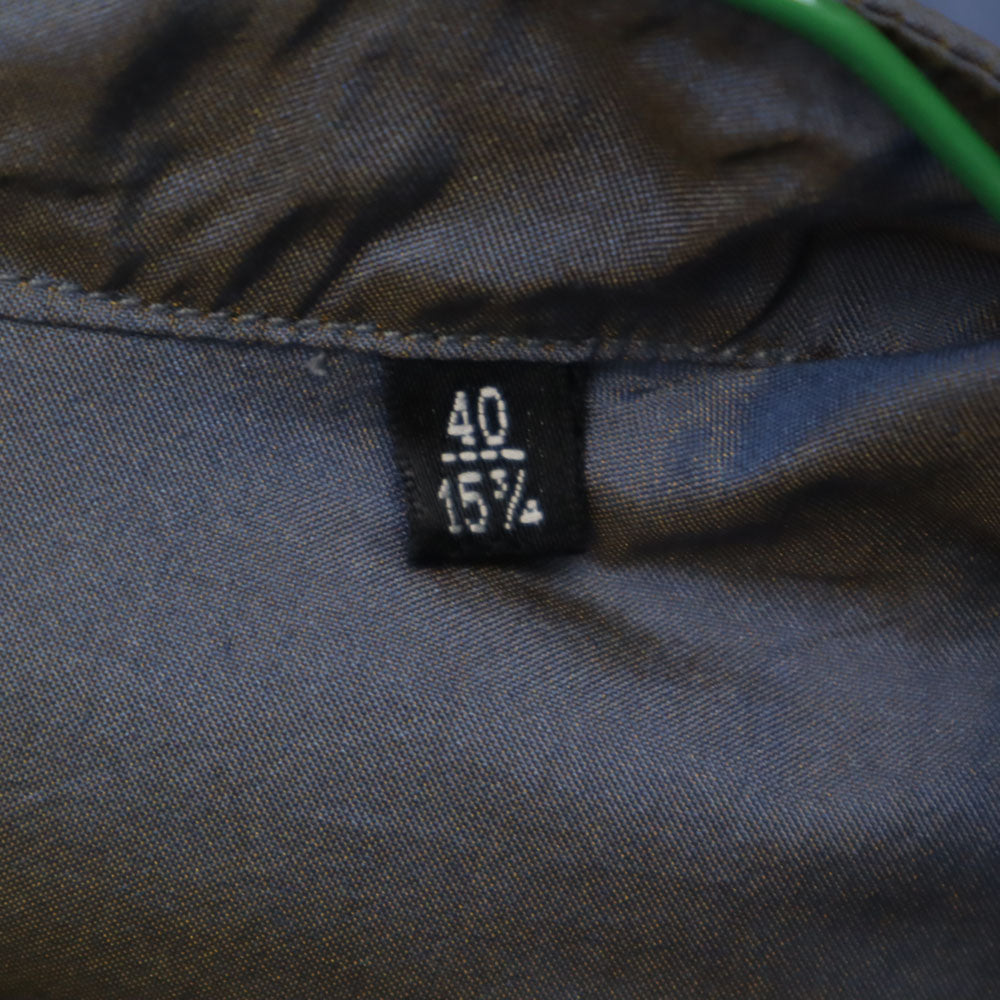 未使用 GIORGIO ARMANI ジョルジオアルマーニ イタリア製 長袖 バンドカラーシャツ 40 ブルー 変形 レディース