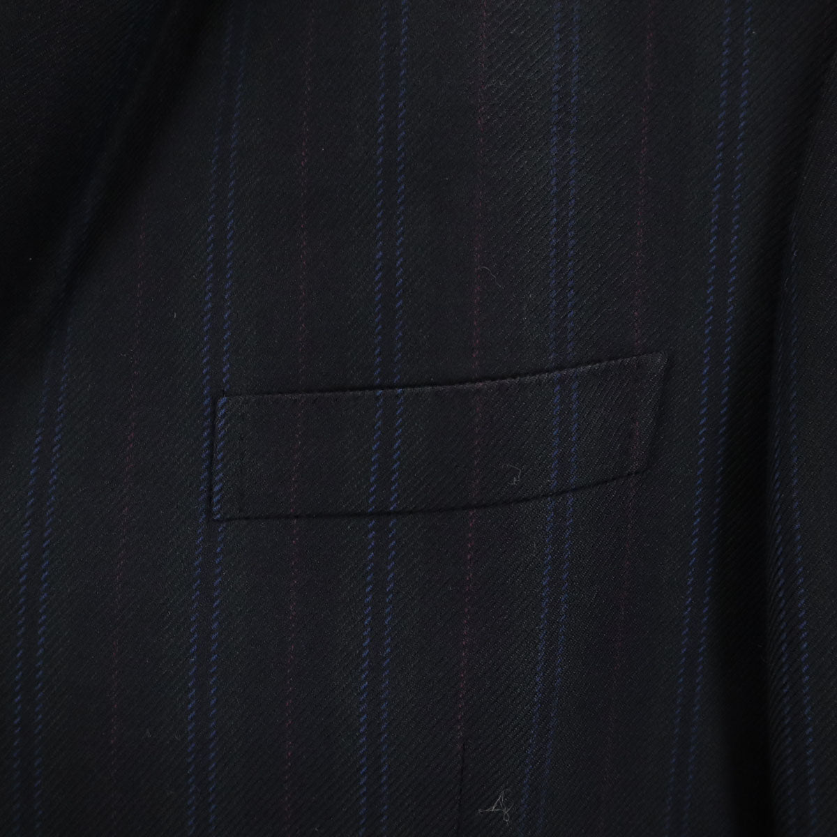 LANVIN ランバン 80s 90s シルクウールブレンド オールド ストライプ テーラードジャケット R46-44 ネイビー メンズ