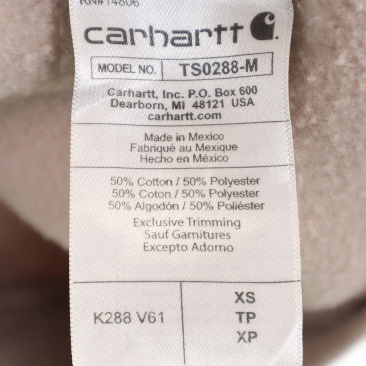 Carhartt カーハート 長袖 スウェットパーカー XS くすみピンク 裏起毛 プルオーバー メンズ