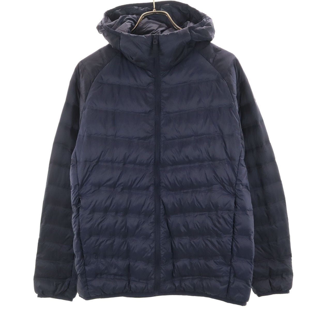 美品 UNIQLO ユニクロ シームレス ウルトラライトダウンジャケット M ネイビー 収納袋付き メンズ