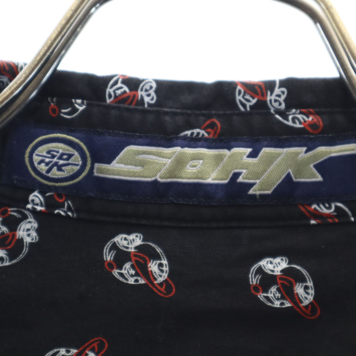 SOHK ショック 総柄 長袖 シャツ XXL ブラック ビッグサイズ メンズ