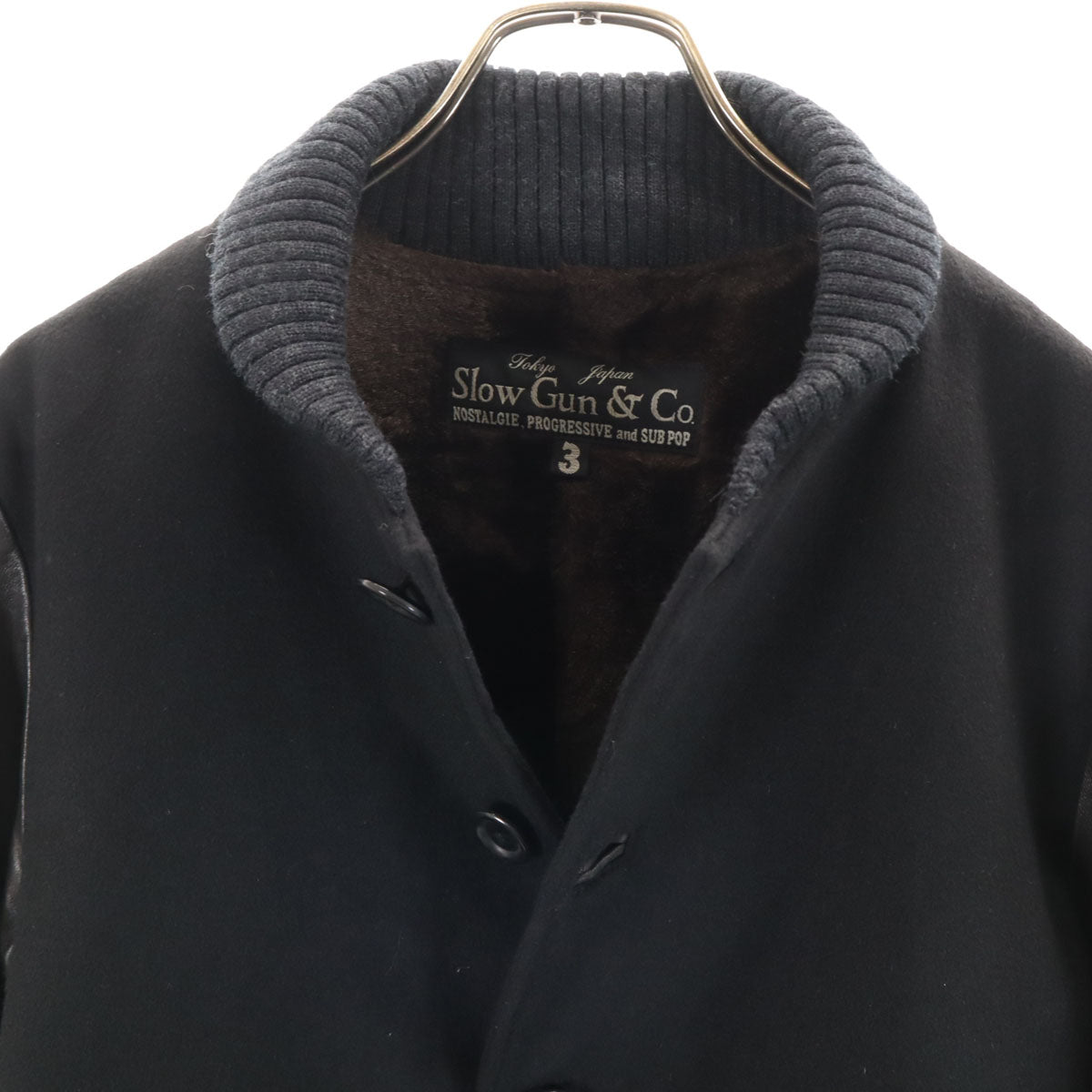 slow gun & co スローガンアンドコー 日本製 切替 ジャケット 3 ブラック 袖レザー レディース