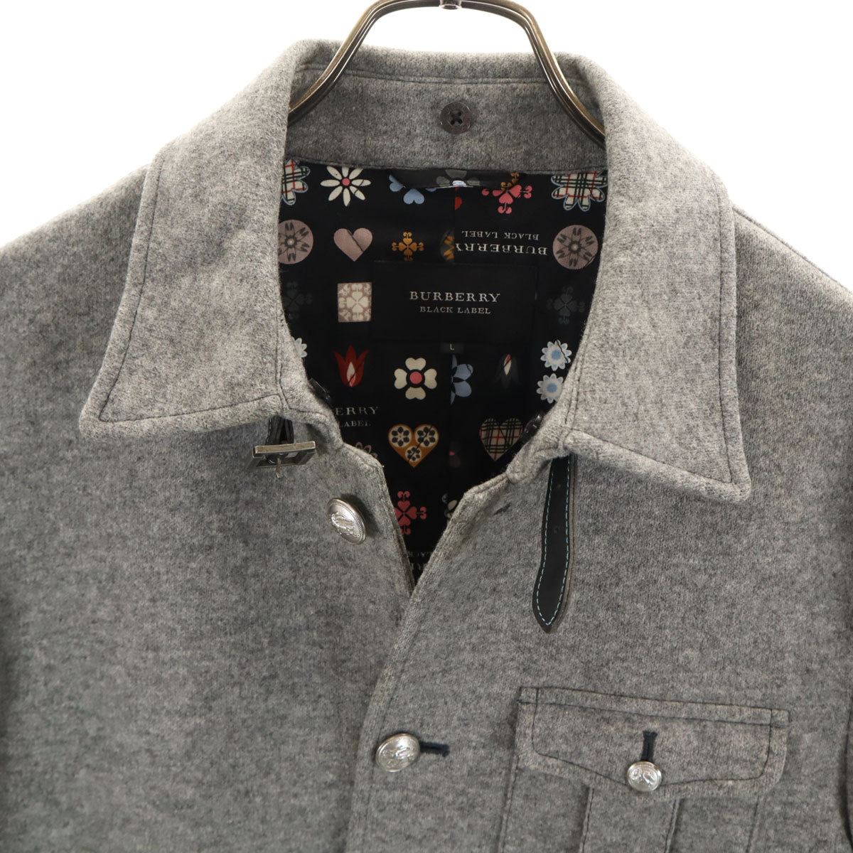 BURBERRY BLACK LABEL バーバリーブラックレーベル ウールジャケット L グレー 三陽商会 メンズ