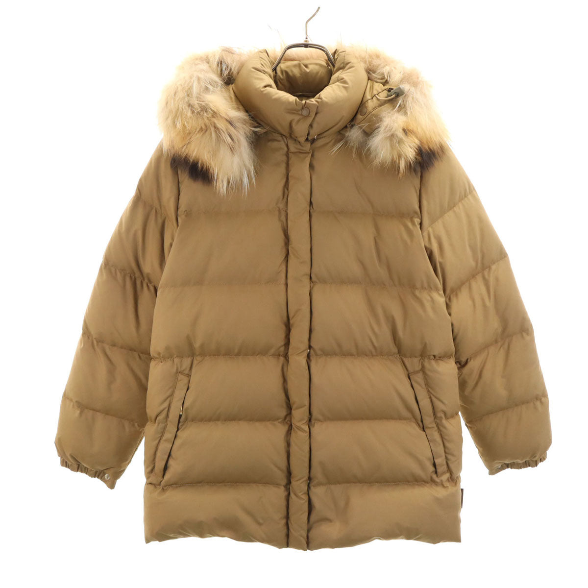 MONCLER モンクレール ファー付き ダウンジャケット 0 0 カーキベージュ レディース