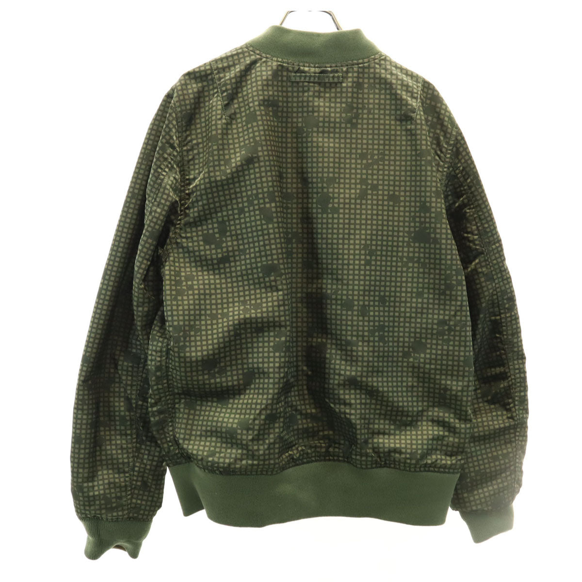 美品 ALPHA アルファ チョコチップカモ リバーシブル MA-1 フライトジャケット L オリーブ系 スリムフィット メンズ